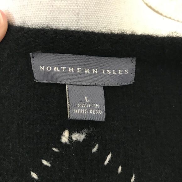 Northern Isle Wool Black Holiday Sweater Vest L - Picture 8 of 11